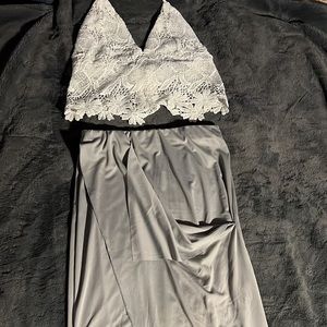 2pc skirt and lace crop top